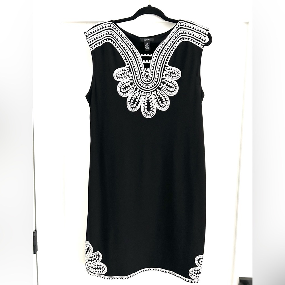 Alfani Medium Black and White Embroidered Dress